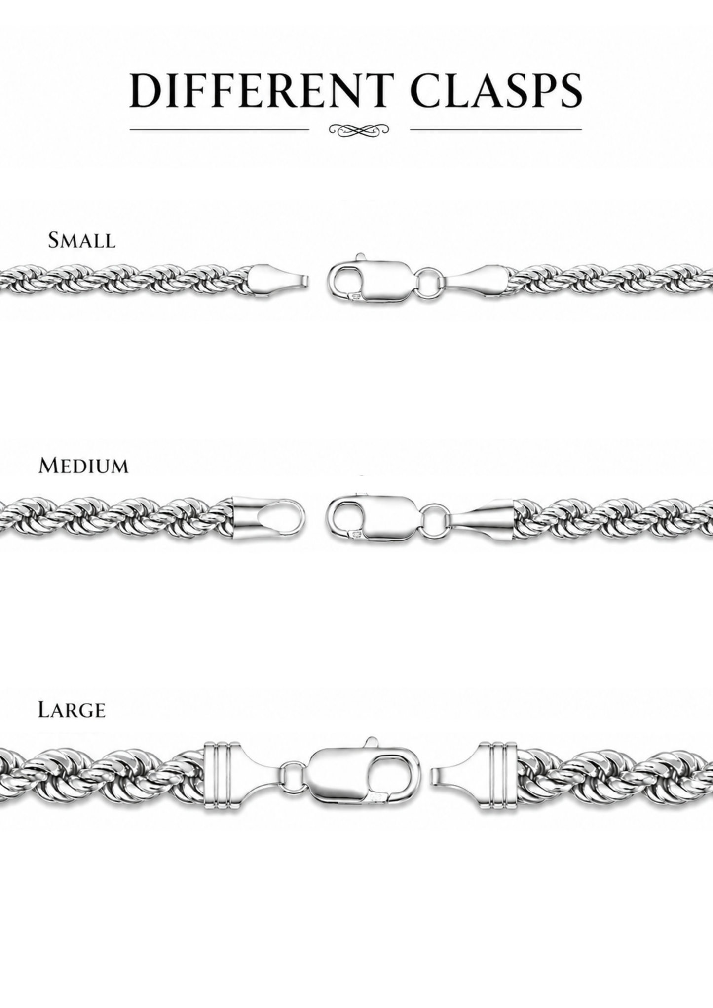 Better Jewelry Rope Hollow Chain Necklace .925 Sterling Silver
