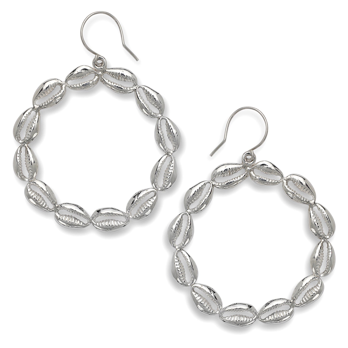 Cowrie Shell 925 Sterling Silver Hoops earrings