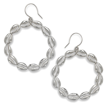 Cowrie Shell 925 Sterling Silver Hoops earrings