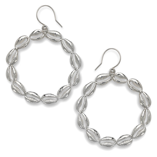 Cowrie Shell 925 Sterling Silver Hoops earrings