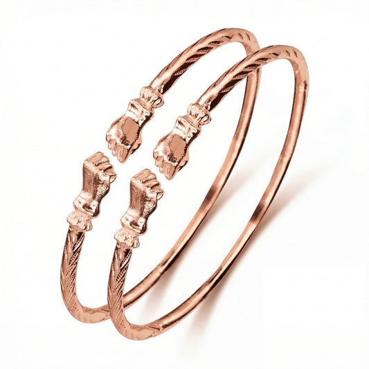 Fist Pure Copper West Indian Bangles, 1 pair