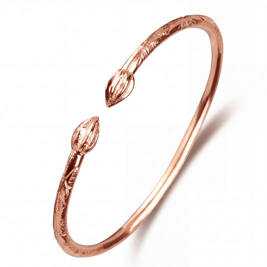Cocoa Pods Tulip Bulb Pure Copper West Indian Bangle, 1 piece
