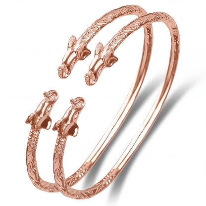 Elephant Pure Copper West Indian Bangles, 1 pair