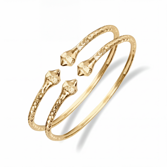 Elegant Pointy Ridged Belt  .925 Sterling Silver West Indian BABY Bangles, 1 pair