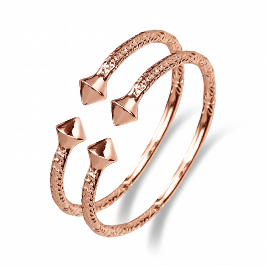 Thick Pyramid Pure Copper West Indian Bangles, 1 pair