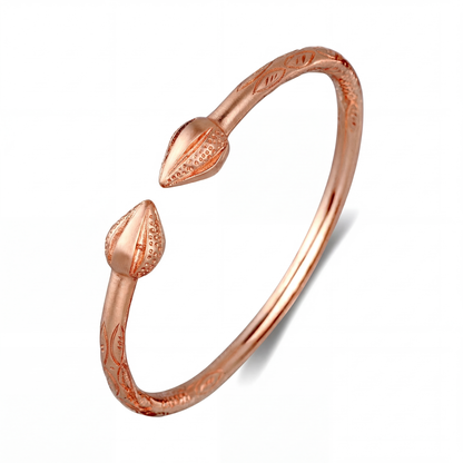 Large Cocoa Pods Pointy Bulb Pure Copper West Indian Bangle, 1 Piece