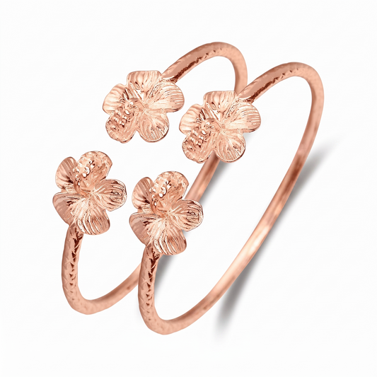 Better Jewelry Hibiscus Flower Copper Silver West Indian BABY Bangles, 1 pair