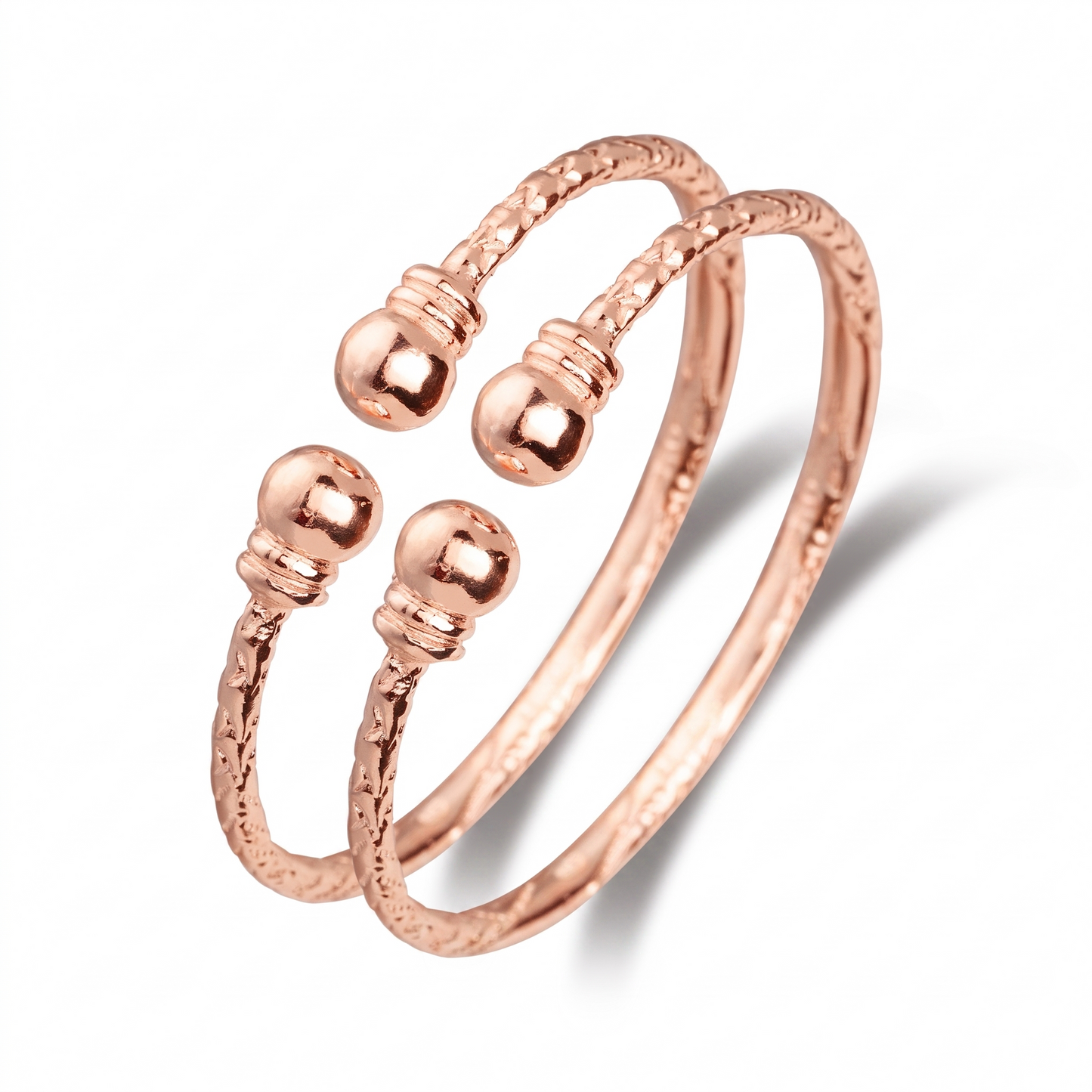 Better Jewelry Ball w. Double Halo Ends Copper West Indian BABY Bangles, 1 pair