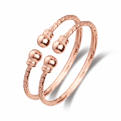 Better Jewelry Ball w. Double Halo Ends Copper West Indian BABY Bangles, 1 pair