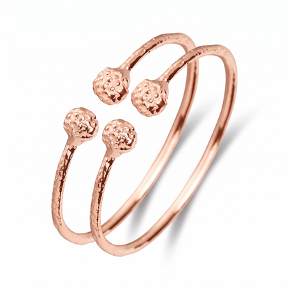 Sugar Apple Copper West Indian BABY Bangles, Textured Ball Bangle Bracelets, 1 pair