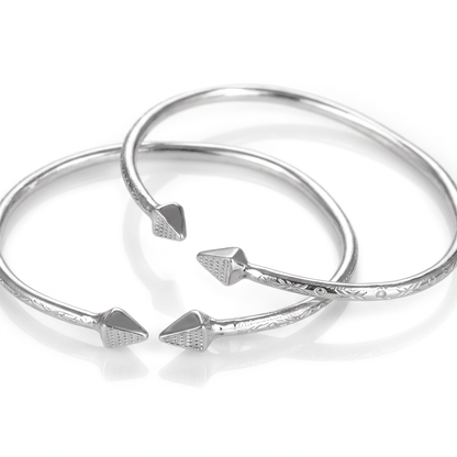 Better Jewelry Pyramid .925 Sterling Silver West Indian BABY Bangles, 1 pair