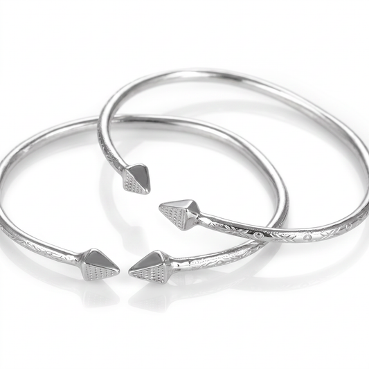 Better Jewelry Pyramid .925 Sterling Silver West Indian BABY Bangles, 1 pair