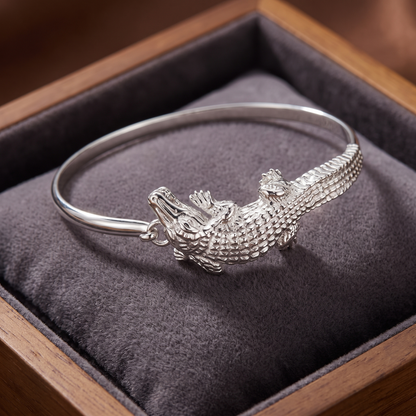 Alligator .925 Sterling Silver Hook Bangle, 1 piece