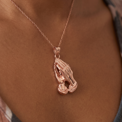 Better Jewelry Copper LARGE Praying Hands Pendant - MADE IN USA (7 grams)