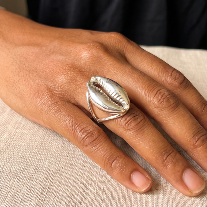 Better Jewelry .925 Sterling Silver Large Cowrie Shell Ring