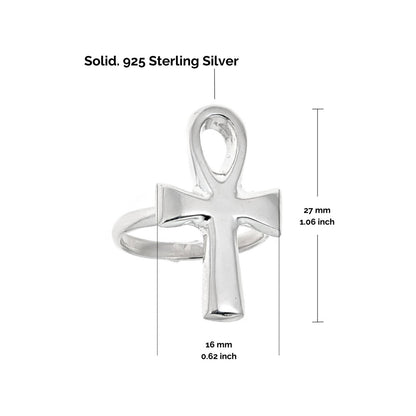 Better Jewelry Egyptian Ankh Cross .925 Solid Sterling Silver Ring (5.5 grams)