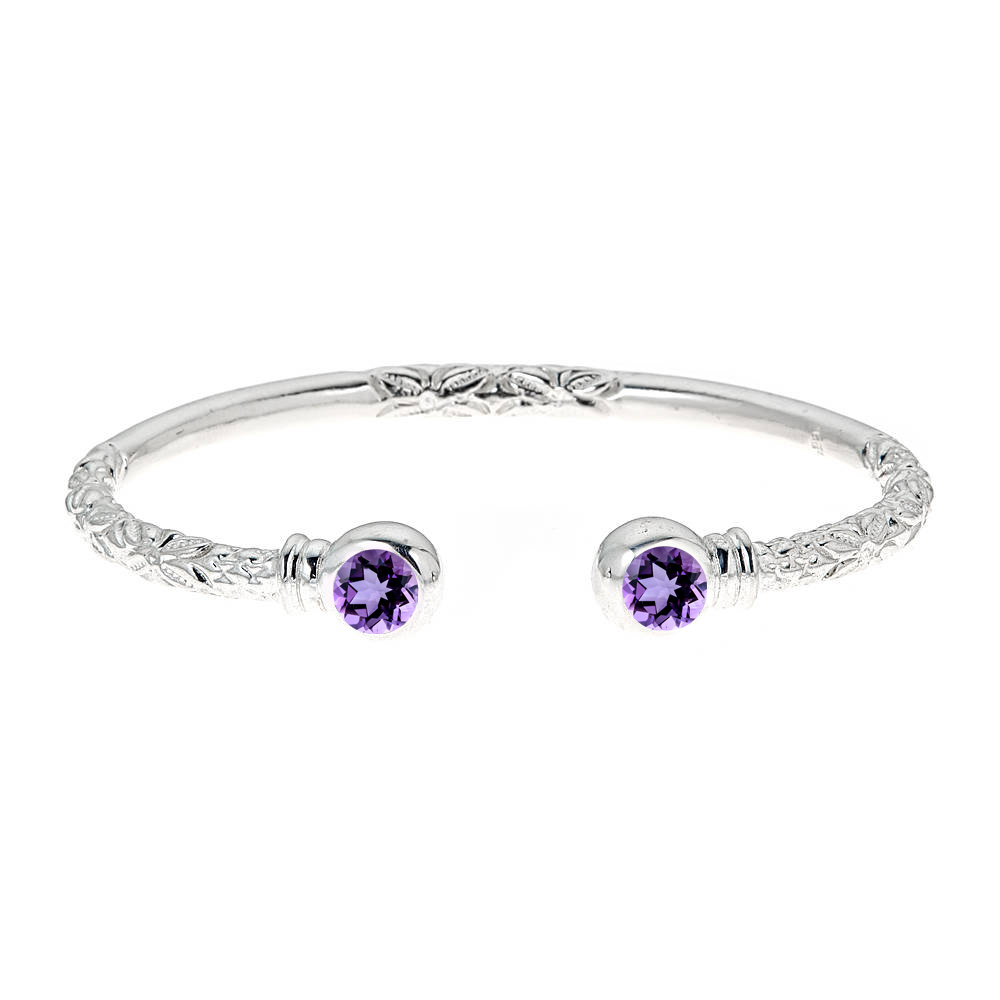 Better Jewelry Personalized Birthstone Solid .925 Sterling Thick West Indian Bangle