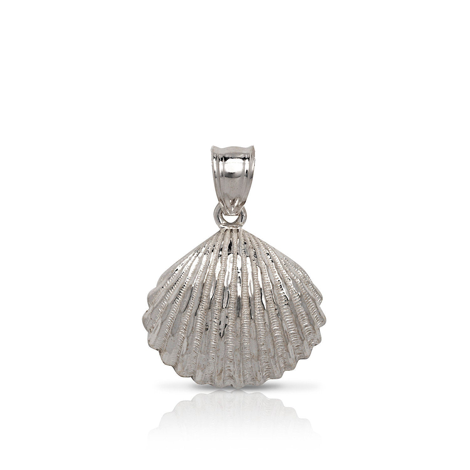 Scallop Sea Shell .925 Sterling Silver Pendant Necklace Only Pendant