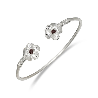Better Jewelry Flower .925 Sterling Silver West Indian Bangles with Enamel dots, 1 pair