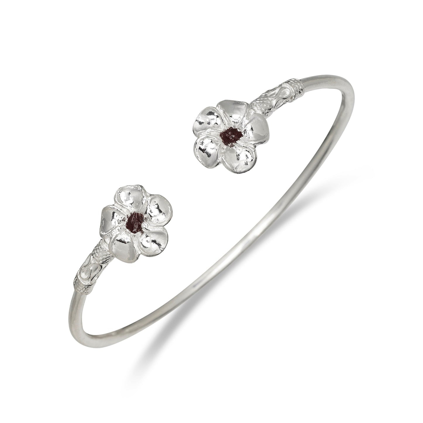 Better Jewelry Flower .925 Sterling Silver West Indian Bangle with Enamel dots, 1 piece