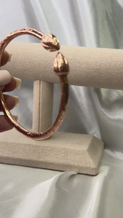 Large Cocoa Pods Pointy Bulb Pure Copper West Indian Bangle, 1 Piece