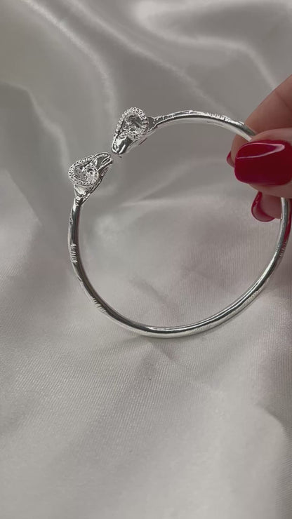 Better Jewelry Ram Solid .925 Sterling Silver West Indian Bangle