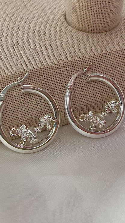Elephant 925 Sterling Silver Hoops