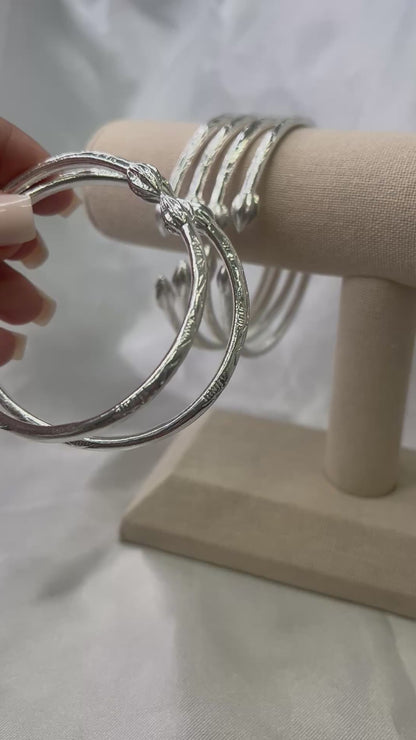 Better Jewelry Cocoa Pods .925 Sterling Silver West Indian Bangles, 1 pair