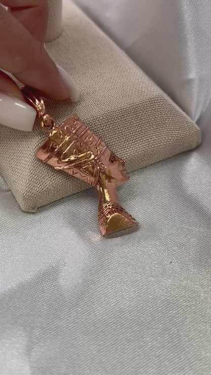 Small Copper Queen Nefertiti Pendant, Made in the USA