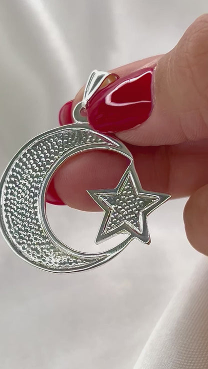 Better Jewelry .925 Sterling Silver Crescent Moon & Star Pendant