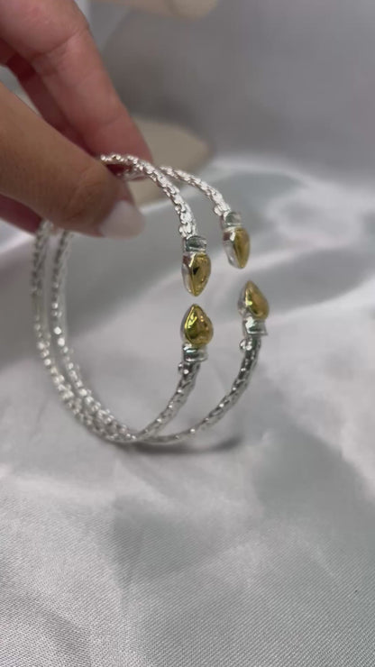 Better Jewelry Gold Plated Heart End .925 Sterling Silver West Indian Bangle, 1 piece