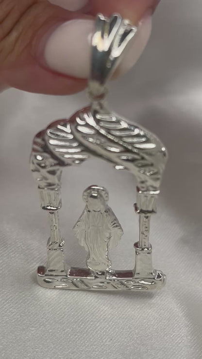 Virgin Mary Arch Pendant – Copper, Solid .925 Sterling Silver or 14K Gold-Plated Sterling Silver