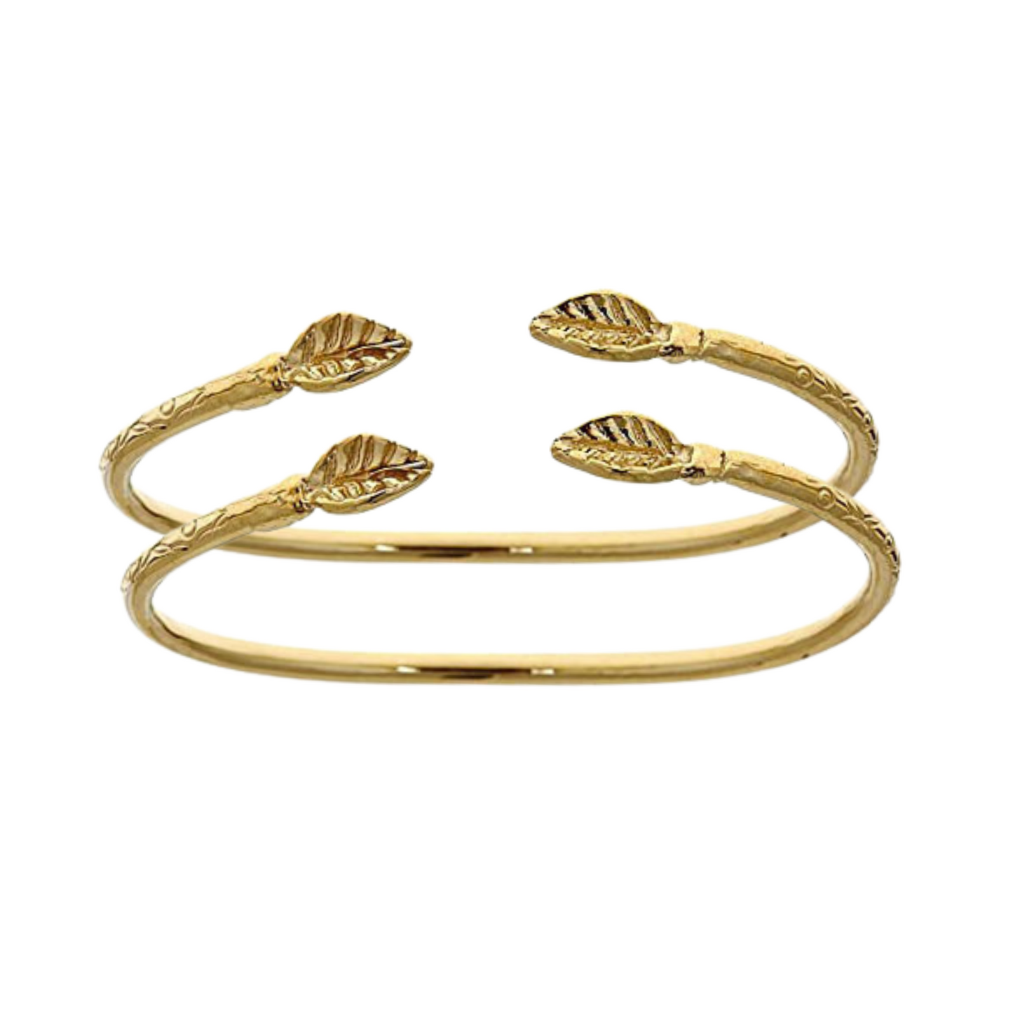 Better Jewelry Leaf .925 Sterling Silver West Indian Baby Bangles (Pair)