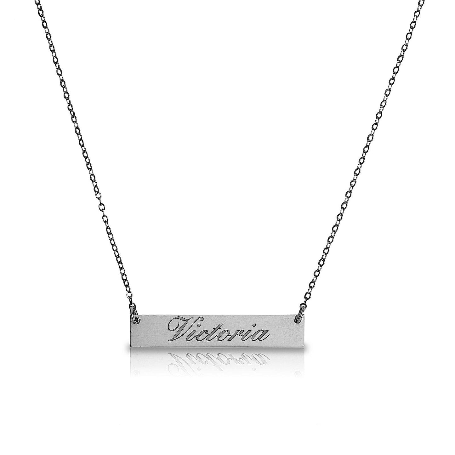 Better Jewelry Custom .925 Sterling Silver Name Bar Necklace w. Engraving