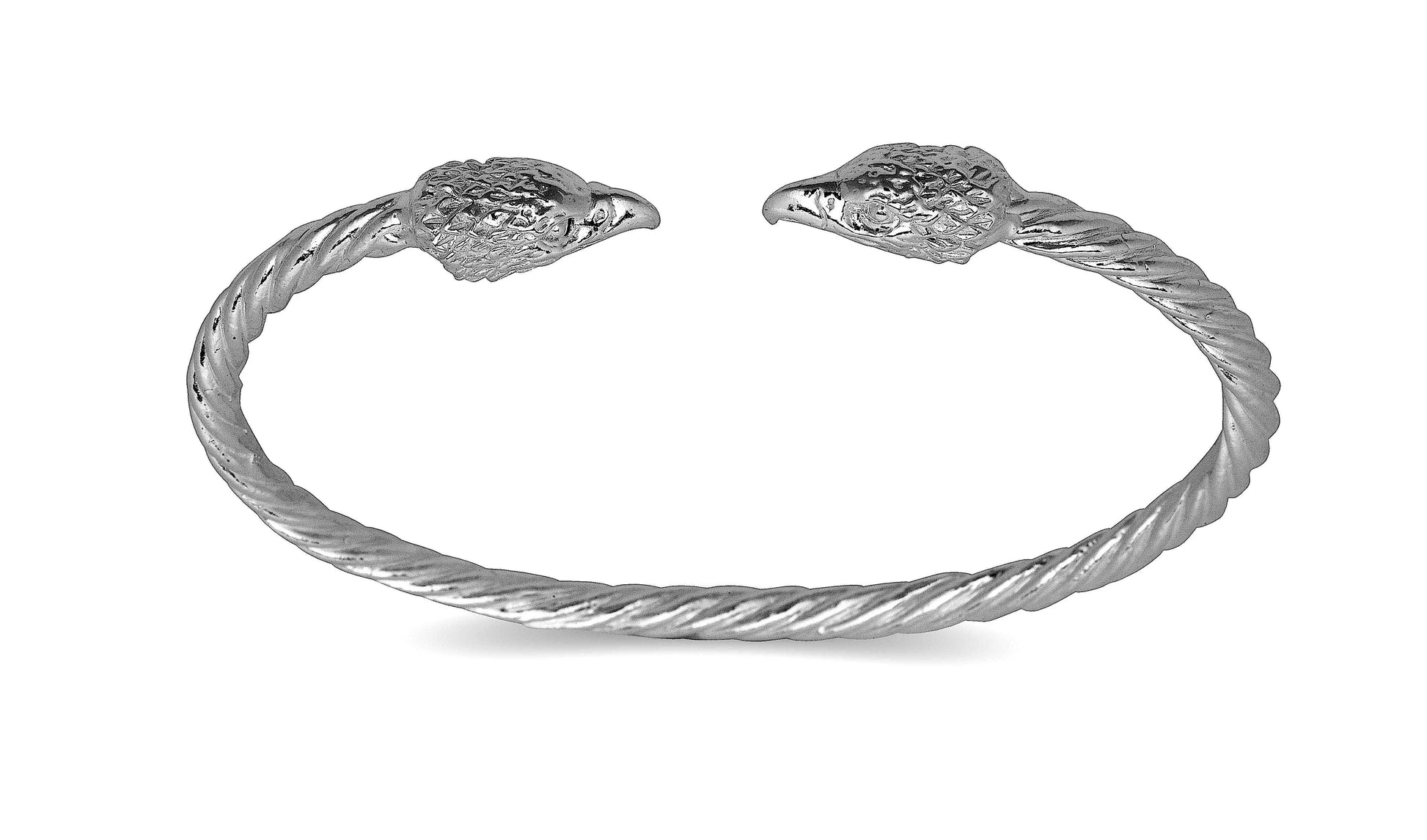 Eagle ends coiled rope West Indian bangle .925 Sterling silver (MADE IN USA) - Betterjewelry