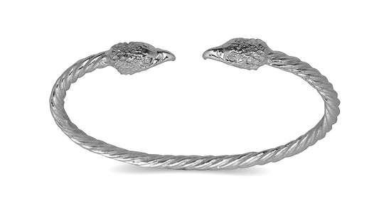 Eagle ends coiled rope West Indian bangle .925 Sterling silver (MADE IN USA) - Betterjewelry