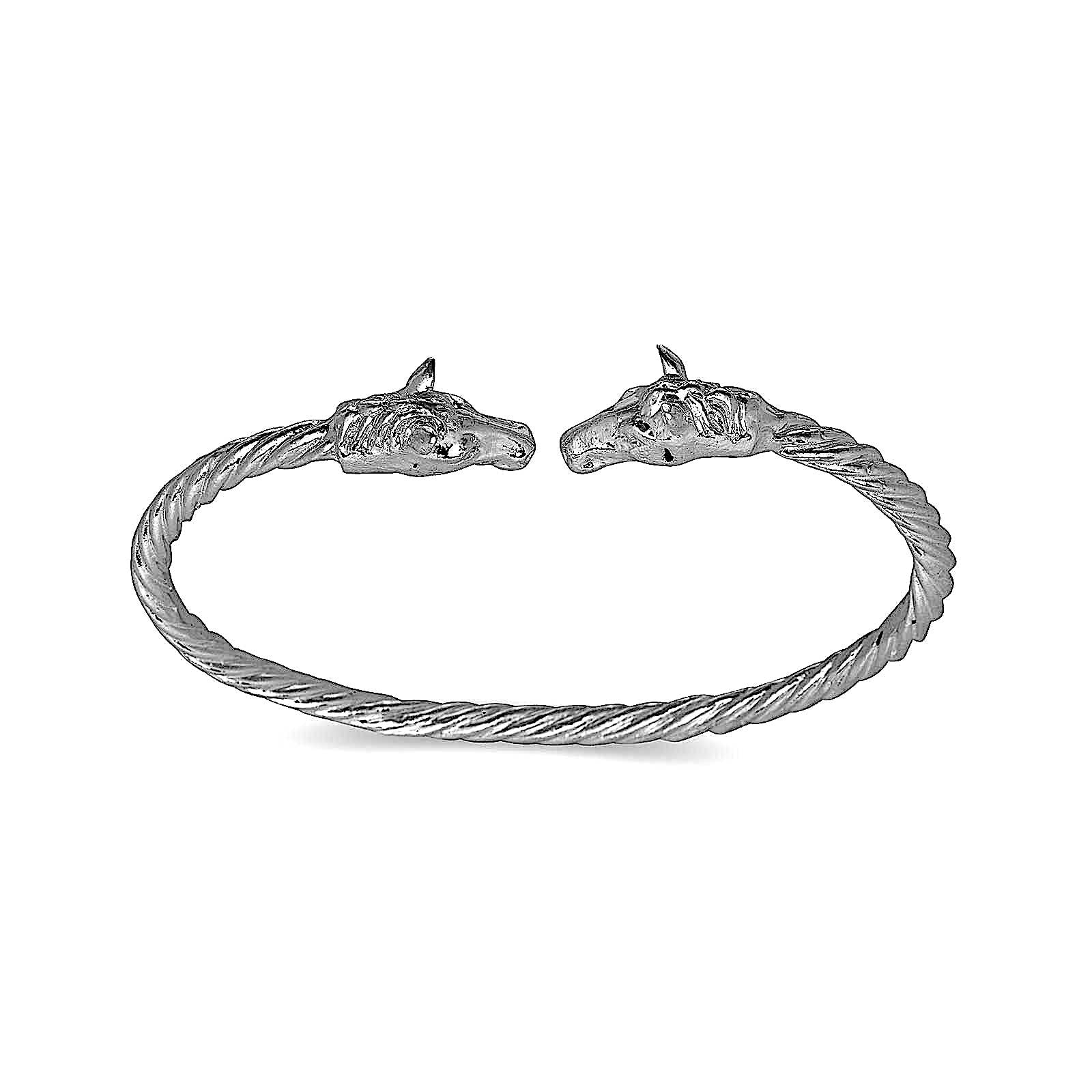 Horse ends coiled rope West Indian bangle 925 Sterling silver (MADE IN USA) - Betterjewelry