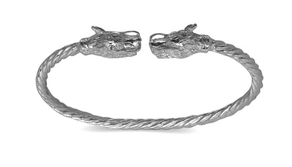 Dragon ends coiled rope West Indian bangle .925 Sterling silver (MADE IN USA) - Betterjewelry