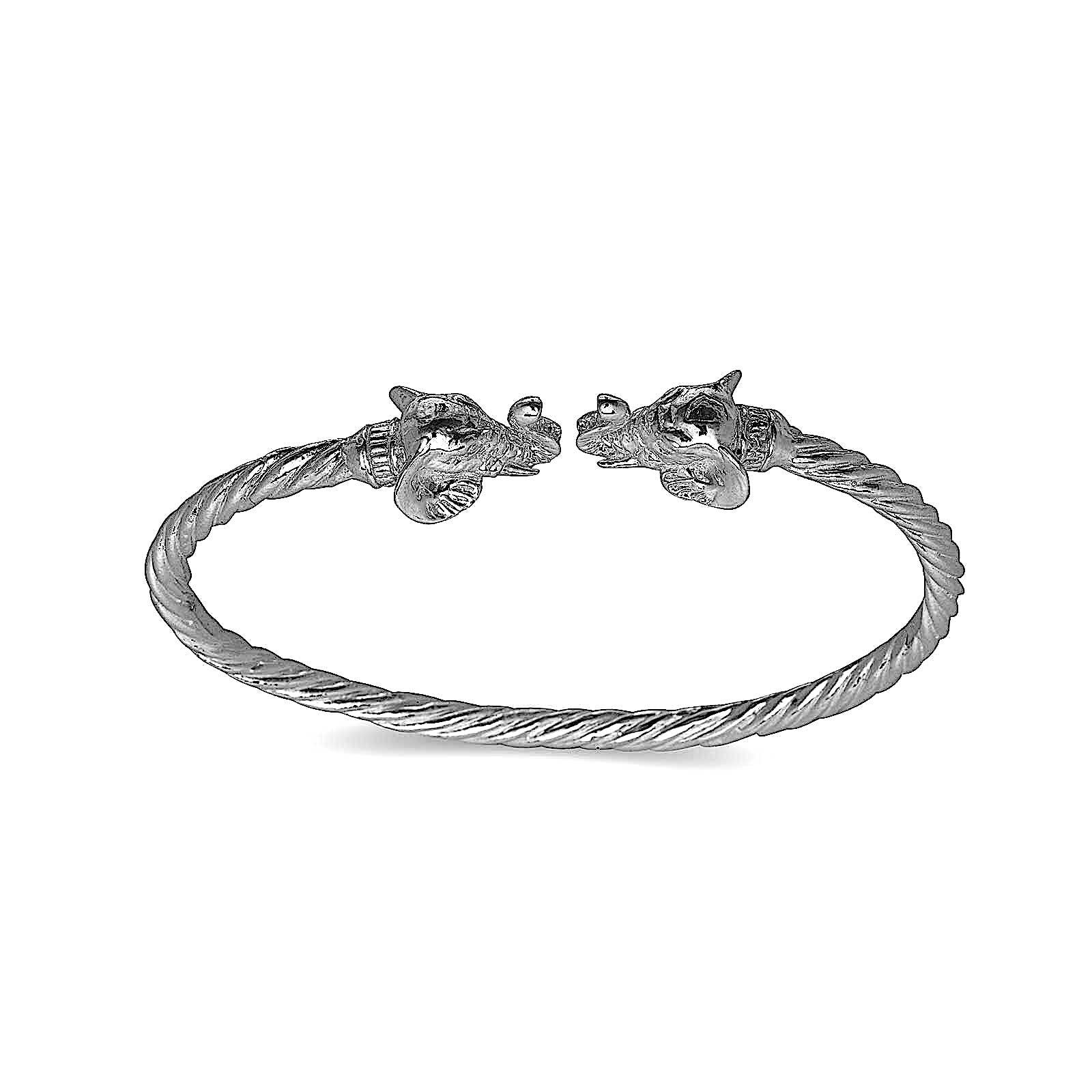 Elephant ends coiled rope West Indian bangle .925 Sterling silver (MADE IN USA) - Betterjewelry