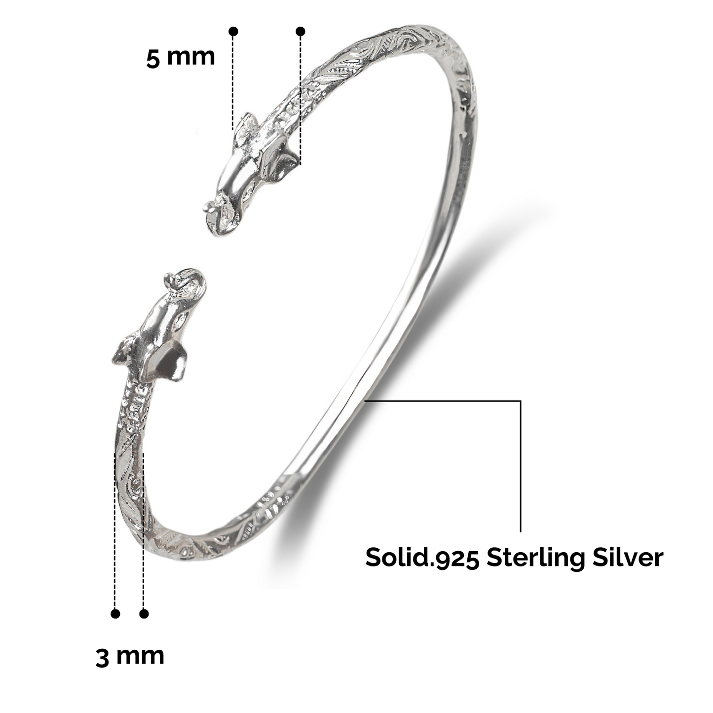 Better Jewelry Elephant .925 Sterling Silver West Indian Bangle, 1 piece