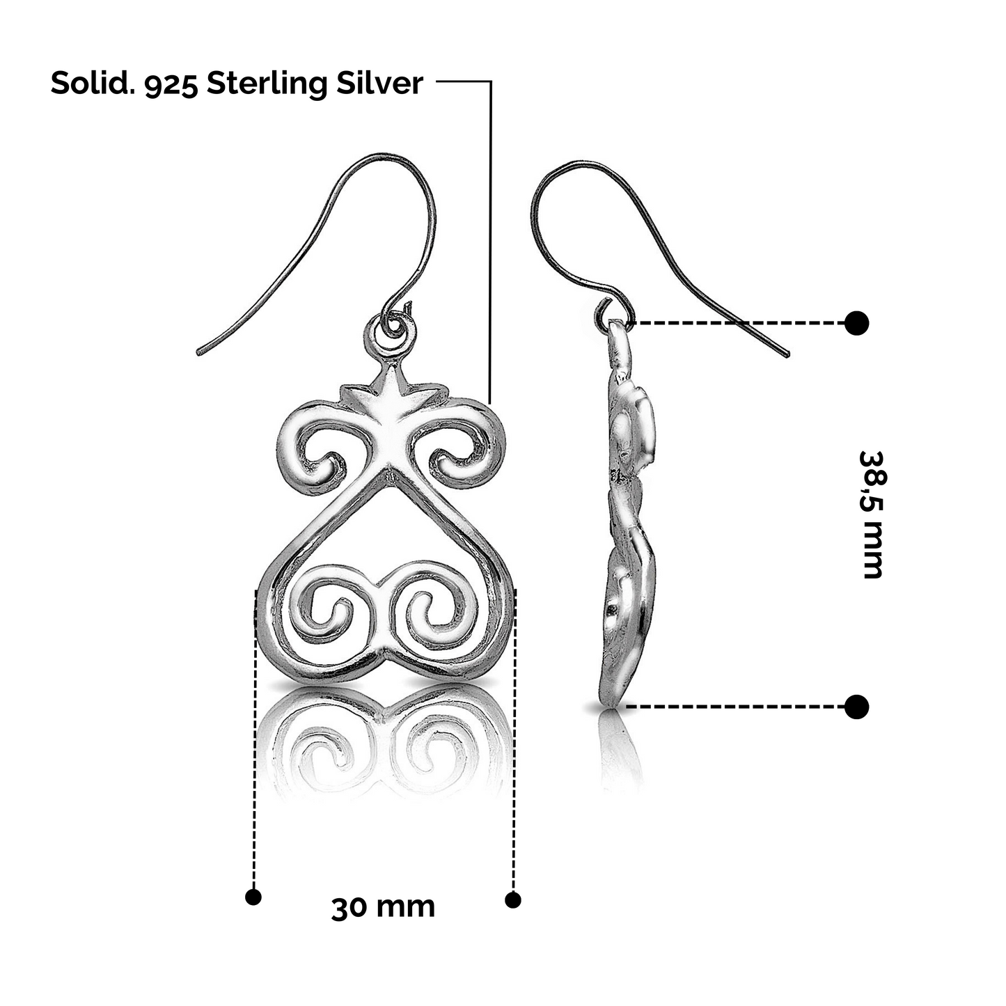 Sankofa .925 Sterling Silver Earrings Lever Back