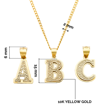 Better Jewelry 10K Yellow Gold Double Block Letter Initial Pendant Necklace