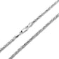 Better Jewelry 2.8mm Rope Diamond cut Chain Necklace .925 Sterling Silver w. Rhodium plate