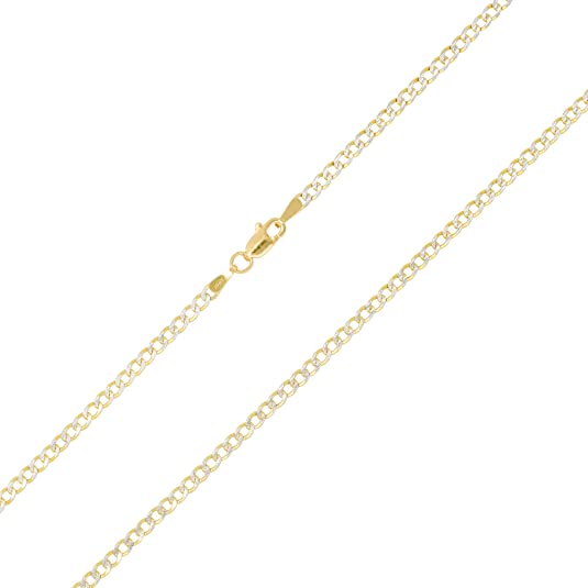 Better Jewelry 10K Gold 2mm Cuban Chain Diamond Cut Two Tone