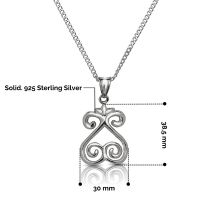 Better Jewelry SANKOFA West Indian Pendant w. Cuban chain .925 Sterling Silver
