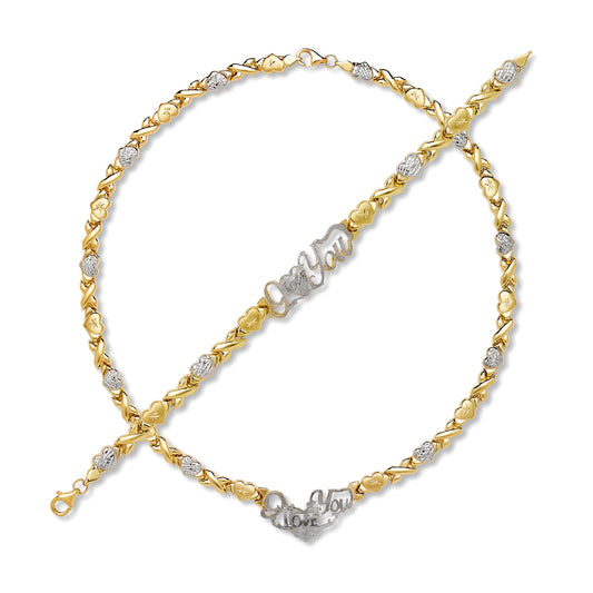 Better Jewelry 10K Yellow Gold "XO" Set (Necklace + Bracelet)