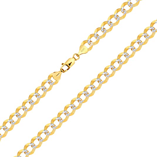 Better Jewelry 10K Gold 8.5mm Cuban Chain Diamond Cut Two Tone