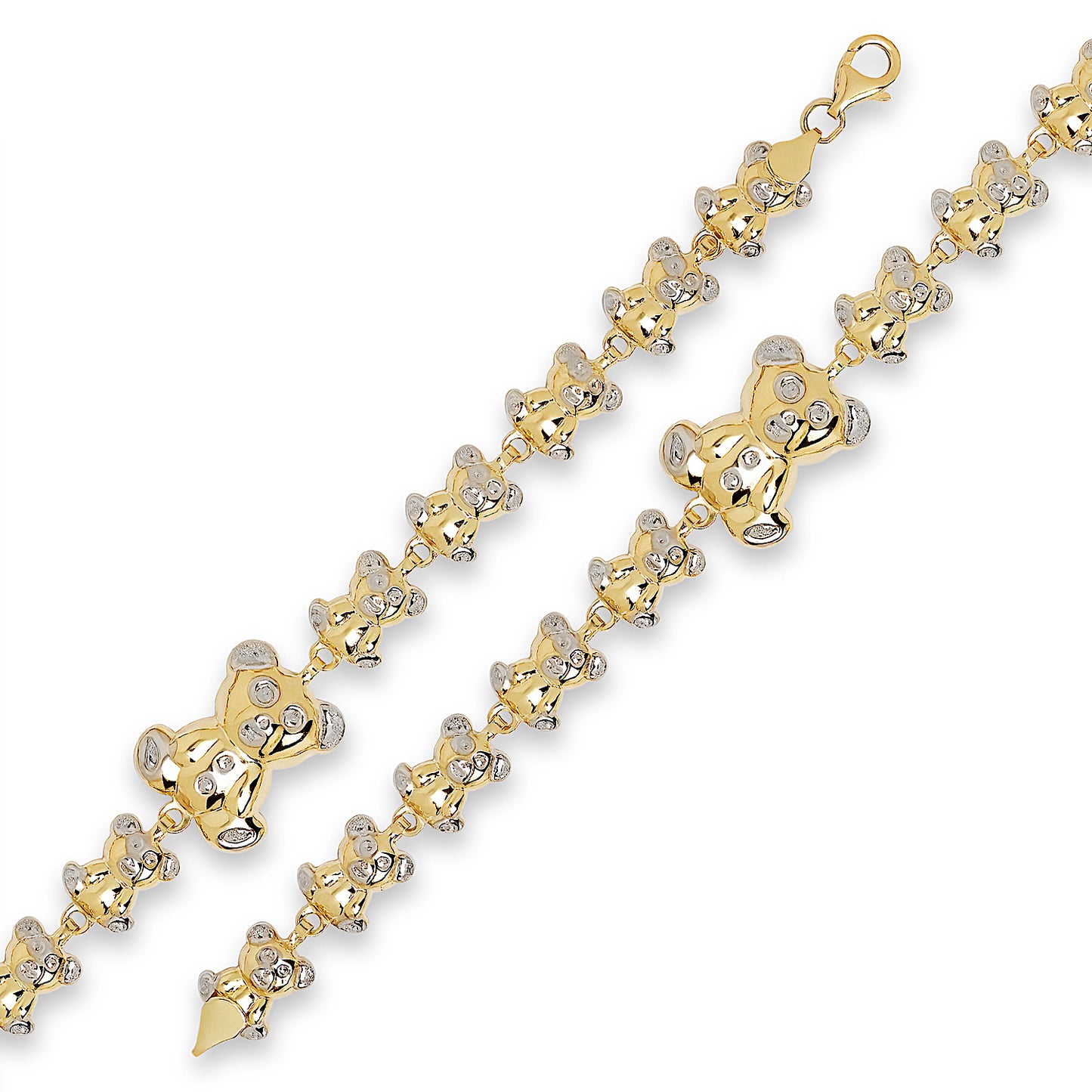 Better Jewelry 10K Yellow Gold Teddy Bear Link Chain Bracelet