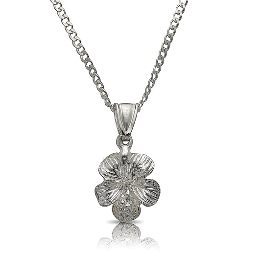 Hibiscus flower Pendant w. Cuban chain .925 Sterling Silver - Betterjewelry