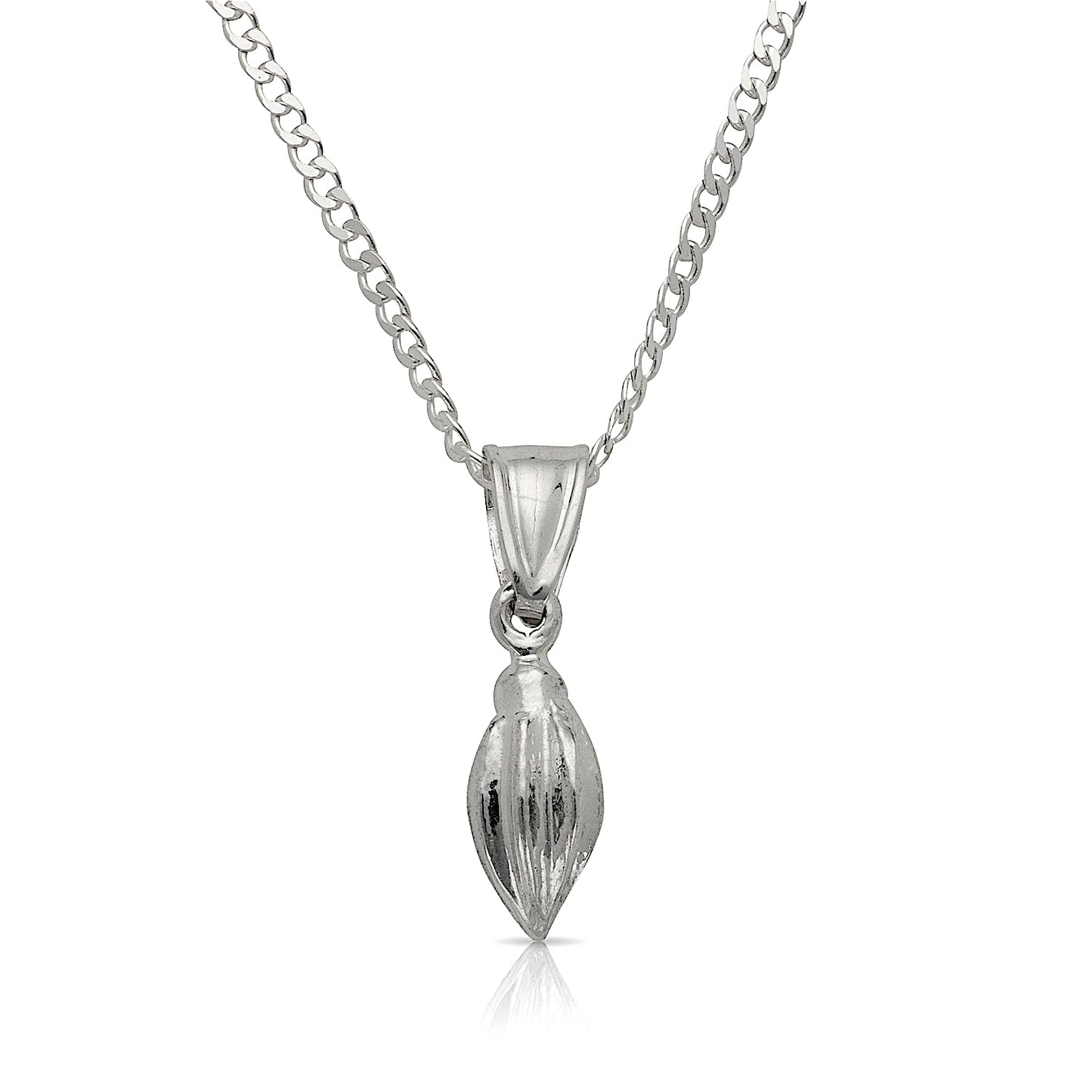 Cocoa Pod Pendant w. Cuban chain .925 Sterling Silver - Betterjewelry